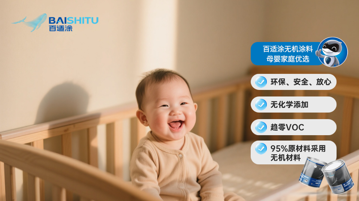 墻漆無(wú)機(jī)涂料-趨零VOC、抗菌防霉、耐污易潔，母嬰家庭的理想之選